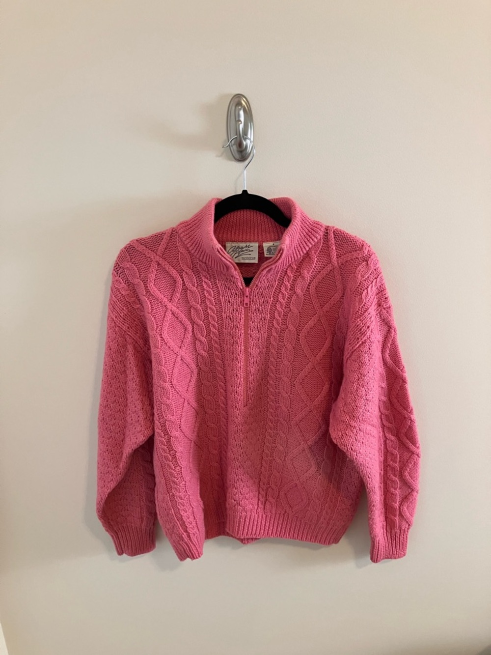 Vintage Nordstrom Brass Plum 100% Wool Sweater in Pink Small